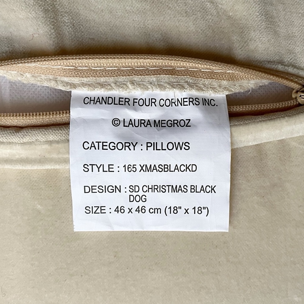 NWT Sundance Dog Christmas Pillow, 18” x 18,” MSRP $118 - Picture 6 of 7